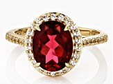 Red Peony Color Topaz 10k Yellow Gold Ring 3.05ctw