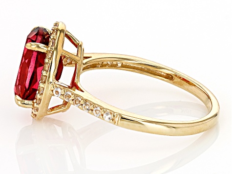 Red Peony Color Topaz 10k Yellow Gold Ring 3.05ctw