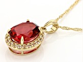 Red Peony Color Topaz 10k Yellow Gold Pendant with Chain 2.94ctw