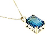 London Blue Topaz 10k Yellow Gold Pendant With Chain 8.08ctw