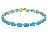 Paraiba Blue Opal 10k Yellow Gold Tennis Bracelet 6.37ctw