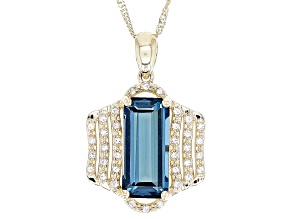 London Blue Topaz 10k Yellow Gold Pendant With Chain 3.21ctw