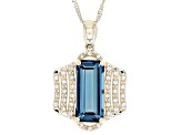 London Blue Topaz 10k Yellow Gold Pendant With Chain 3.21ctw