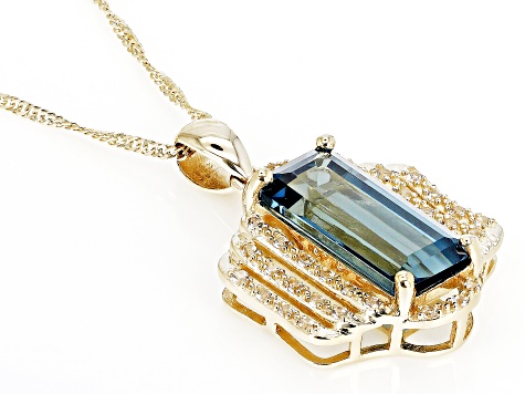 London Blue Topaz 10k Yellow Gold Pendant With Chain 3.21ctw