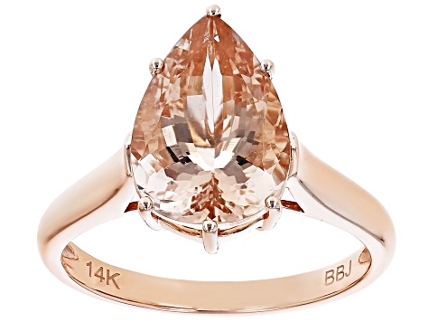 Peach Morganite 14k Rose Gold Ring 2.97ct