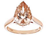 Peach Morganite 14k Rose Gold Ring 2.97ct