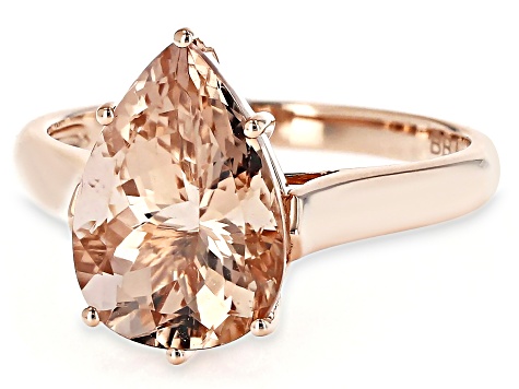 Peach Morganite 14k Rose Gold Ring 2.97ct