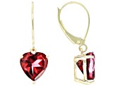 Red Topaz 10k Yellow Gold Heart Earrings 3.74ctw