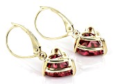 Red Topaz 10k Yellow Gold Heart Earrings 3.74ctw