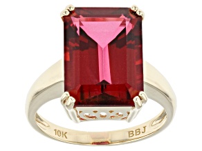 Red Peony Color Topaz 10k Yellow Gold Solitaire Ring 7.52ct