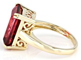 Red Peony Color Topaz 10k Yellow Gold Solitaire Ring 7.52ct