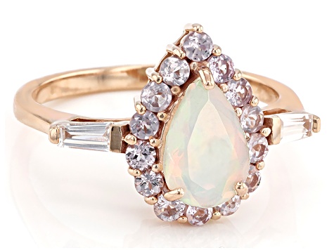 Multi Color Opal 10k Rose Gold Ring 1.49ctw