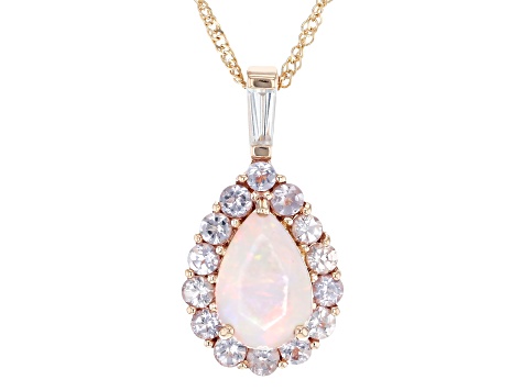 Multi Color Opal 10k Rose Gold Pendant With Chain 1.38ctw - CLG246 ...