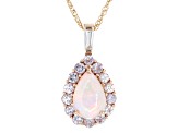 Multi Color Opal 10k Rose Gold Pendant With Chain 1.38ctw