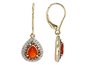 Orange Fire Opal 14k Yellow Gold Earrings 1.39ctw