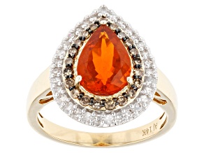 Orange Mexican Fire Opal 14k Yellow Gold Ring 1.68ctw