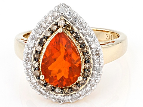 Orange Mexican Fire Opal 14k Yellow Gold Ring 1.68ctw