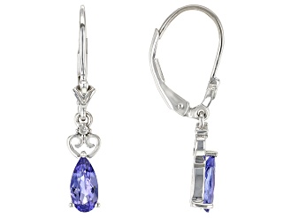 Blue Tanzanite Rhodium Over 10k White Gold Dangle Earrings 1.19ctw