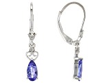 Blue Tanzanite Rhodium Over 10k White Gold Dangle Earrings 1.19ctw