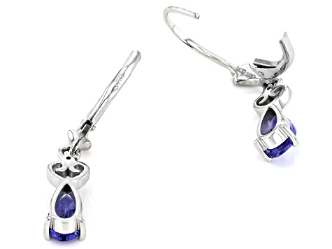 Blue Tanzanite Rhodium Over 10k White Gold Dangle Earrings 1.19ctw