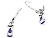 Blue Tanzanite Rhodium Over 10k White Gold Dangle Earrings 1.19ctw