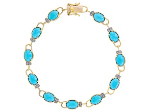 Sleeping Beauty Turquoise 14k Yellow Gold Bracelet 0.05ctw