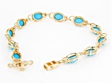 Blue Sleeping Beauty Turquoise 14k Yellow Gold Bracelet 0.05ctw