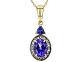 Blue Tanzanite 14k Yellow Gold Pendant With Chain 1.33ctw