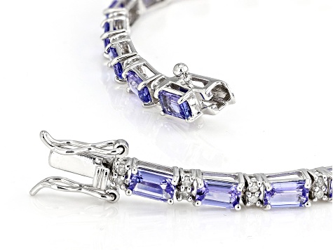 5.78ctw Tanzanite With 0.38ctw White Diamond Rhodium Over 14k White Gold Bracelet