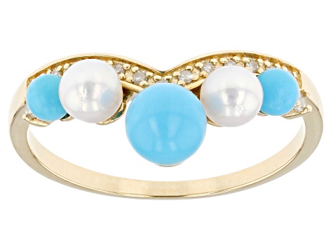 Blue Sleeping Beauty Turquoise 14k Yellow Gold Band Ring