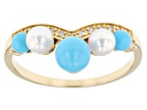 Blue Sleeping Beauty Turquoise 14k Yellow Gold Band Ring