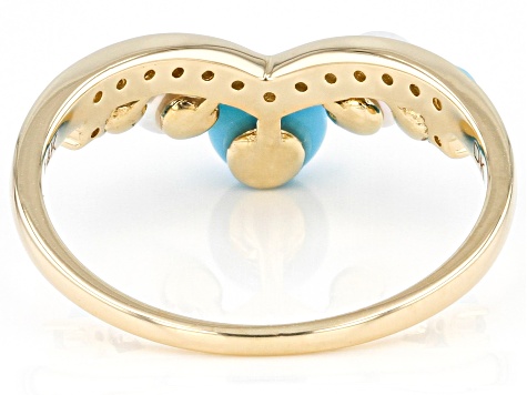 Blue Sleeping Beauty Turquoise 14k Yellow Gold Band Ring