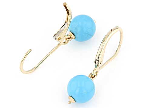 Blue Sleeping Beauty Turquoise 14k Yellow Gold Earrings