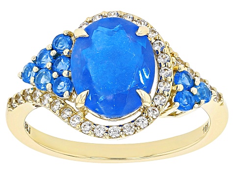 Blue Ethiopian Opal 10k Yellow Gold Ring 2.04ctw