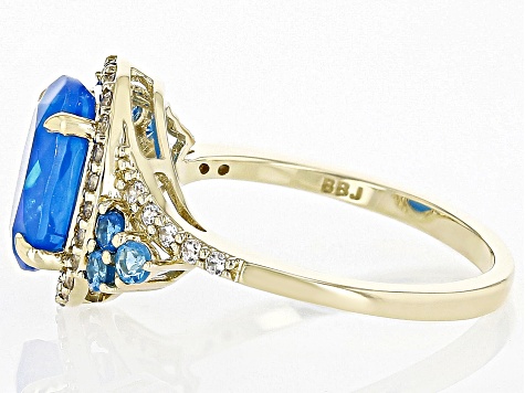 Blue Ethiopian Opal 10k Yellow Gold Ring 2.04ctw