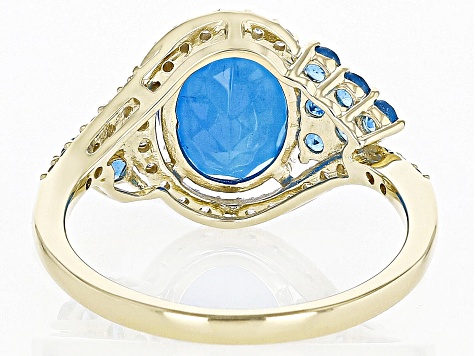 Blue Ethiopian Opal 10k Yellow Gold Ring 2.04ctw