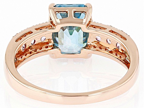 Blue Zircon And Pink Sapphire 10k Rose Gold Ring 3.37ctw