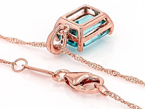 Blue Zircon 10k Rose Gold Pendant With Chain 3.01ctw