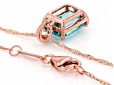 Blue Zircon 10k Rose Gold Pendant With Chain 3.01ctw