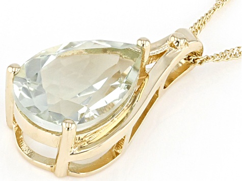 Prasiolite 10k Yellow Gold Pendant with Chain 2.20ct