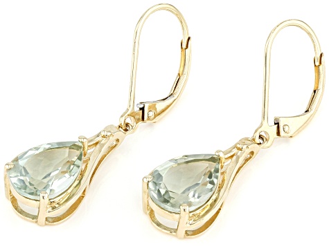 Prasiolite 10k Yellow Gold Earrings 2.89ctw