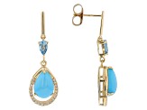 Blue Sleeping Beauty Turquoise 10k Yellow Gold Earrings 0.66ctw