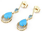 Blue Sleeping Beauty Turquoise 10k Yellow Gold Earrings 0.66ctw