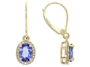 Tanzanite And White Diamond 14k Yellow Gold Earrings 1.39ctw