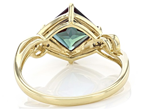 Blue Lab Created Alexandrite 10k Yellow Gold Ring 1.97ctw