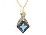Blue Lab Created Alexandrite 10k Yellow Gold Pendant with Chain 1.93ctw