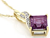 Blue Lab Created Alexandrite 10k Yellow Gold Pendant with Chain 1.93ctw