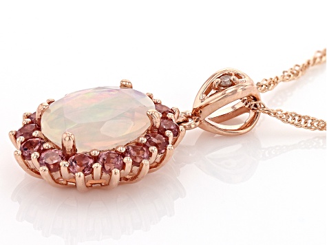Ethiopian Opal 10k Rose Gold Pendant With Chain 1.37ctw