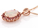 Ethiopian Opal 10k Rose Gold Pendant With Chain 1.37ctw