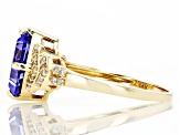 Blue Tanzanite And White Diamond 14k Yellow Gold Ring 2.91ctw